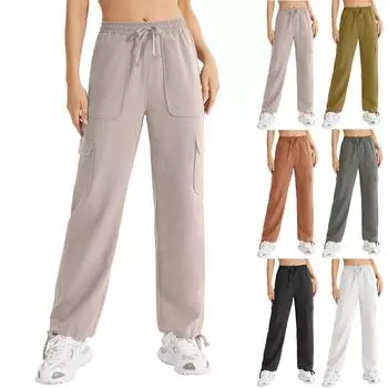 Женские брюки-карго с высокой талией, повседневная мешковатая уличная одежда, милые брюки-карго для пеших прогулок S серый