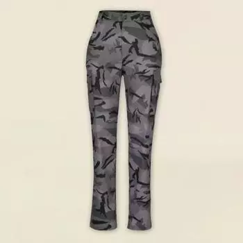 Женские брюки-карго средней посадки, прямые, на пуговицах, с застежкой-молнией, с камуфляжным узором, повседневные, спортивные XL камуфляжный
