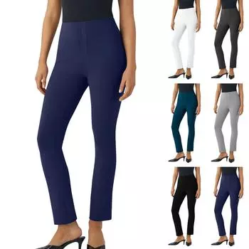 Женские брюки летние повседневные рабочие брюки с высокой талией и карманами повседневные брюки L чёрный