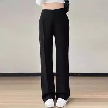 Женские брюки летние повседневные расклешенные рабочие брюки с высокой талией повседневные брюки L чёрный