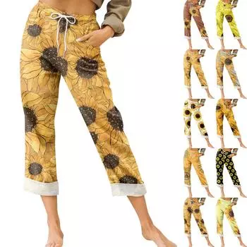 Женские брюки, летние широкие брюки, повседневные однотонные свободные брюки с высокой талией на шнурке и карманами