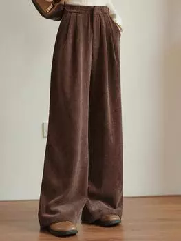 Женские брюки Mishow, новинка 2023 года, зимние свободные винтажные универсальные однотонные вельветовые длинные брюки с высокой талией, MXC52K0479