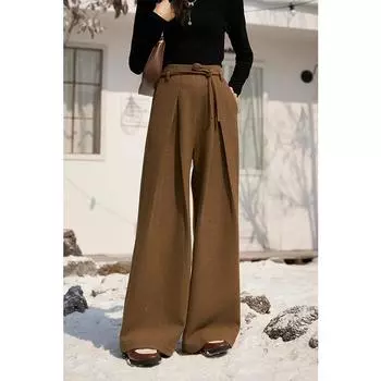 Женские брюки Mishow, новинка 2023 года, зимние элегантные теплые винтажные повседневные универсальные длинные брюки с высокой талией MXC56K0527