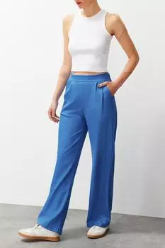 Женские брюки, модные льняные брюки Saks нового сезона, тканые брюки