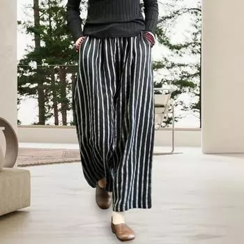 Женские брюки, модные мягкие женские брюки в полоску с принтом, женские брюки с высокой талией, женские брюки, женская одежда 2XL белый