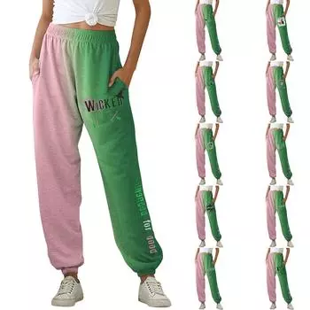 Женские брюки модные свободные повседневные спортивные брюки с градиентным принтом L армия зеленый