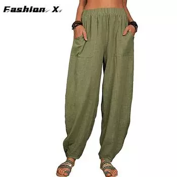 Женские брюки на шнурке, свободные широкие брюки S темно-синий