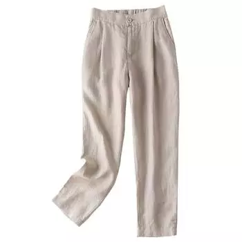 Женские брюки Nine-minute брюки женские летние повседневные брюки с высокой талией брюки для костюма свободные маленькие ноги брюки Harun женские M белый