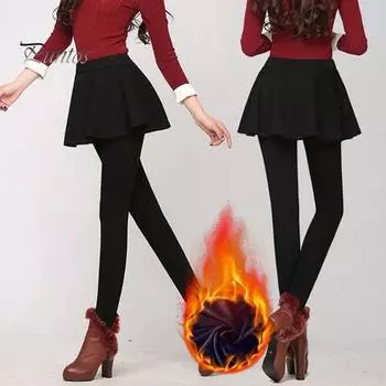 Женские брюки осень-зима, имитация двухсекционного высокоэластичного плиссированного трапециевидного силуэта, леггинсы в стиле пэчворк из плотной плюшевой подкладки, однотонные M серый