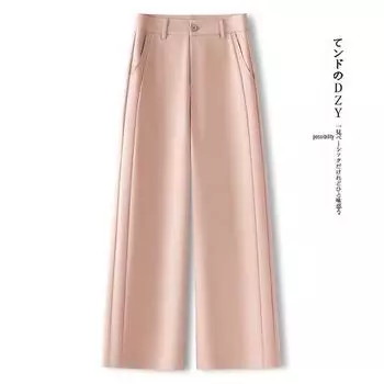 Женские брюки-палаццо цвета хаки: Модный костюм облегающего кроя, с прямыми брюками, весна-осень 2025 29/XL, 115-125 jin розовый