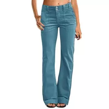 Женские брюки-палаццо, летние широкие повседневные длинные брюки в стиле бохо с карманами