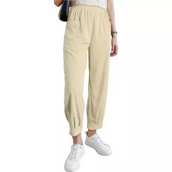 Женские брюки-палаццо, летние широкие повседневные длинные брюки в стиле бохо с карманами