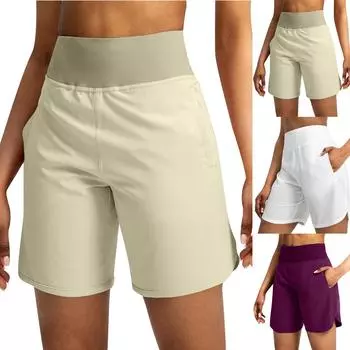 Женские брюки-палаццо, летние широкие повседневные короткие брюки в стиле бохо с карманами M винный