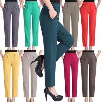 Женские брюки, повседневные брюки, летние тонкие и свободные женские девятые брюки из искусственного шелка XXXXL белый