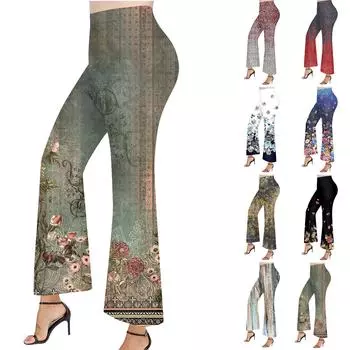 Женские брюки, прямые брюки, повседневные брюки с эластичной резинкой на талии и принтом S чёрный