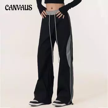 Женские брюки прямые однотонные эластичные повседневные брюки с высокой талией M серый