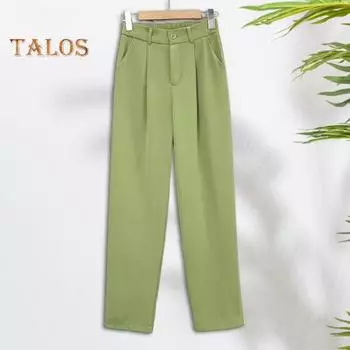 Женские брюки, прямые широкие брюки, длинные костюмные брюки с карманами, эластичный пояс, пуговицы, молния, летние шелковые брюки для костюма XL кофейный