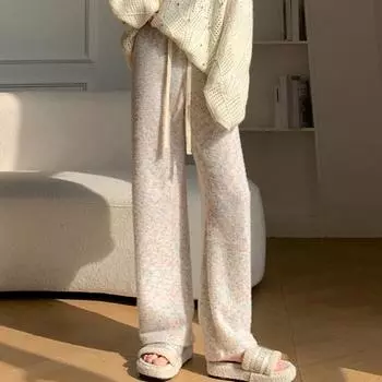 Женские брюки с эластичной резинкой и высокой талией, регулируемые на шнурке, широкие длинные брюки цвета радуги оранжевый