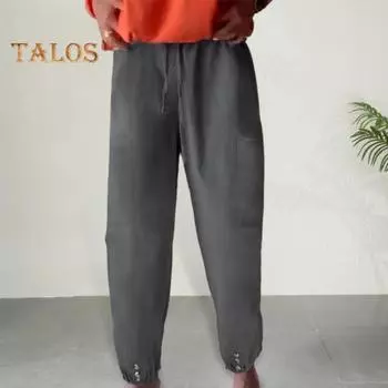 Женские брюки с эластичной талией, средней посадкой, регулируемые широкие брюки с завязками и карманами, однотонные брюки XXXL чёрный