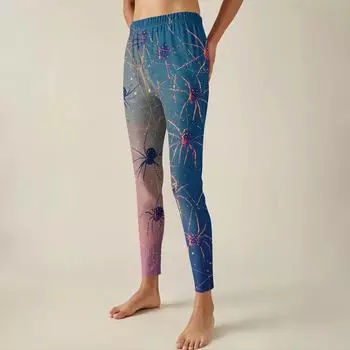 Женские брюки с эластичным мягким низом и принтом Хэллоуина, повседневные домашние спальные брюки L