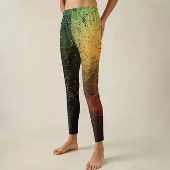 Женские брюки с эластичным мягким низом и принтом Хэллоуина, повседневные домашние спальные брюки L