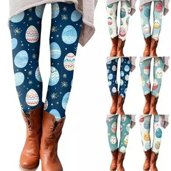 Женские брюки с эластичным мягким низом и пасхальным принтом, повседневные домашние спальные брюки L синий