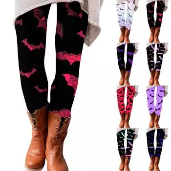 Женские брюки с эластичным мягким низом и принтом Хэллоуина, повседневные домашние спальные брюки XXL
