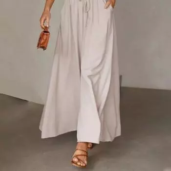 Женские брюки с боковыми карманами, с высокой эластичной талией, широкими штанинами, однотонные, с глубокой промежностью, свободные XL коричневый