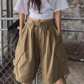 Женские брюки с большим карманом, свободные, узкие, пять точек, широкие джинсы S армия зеленый