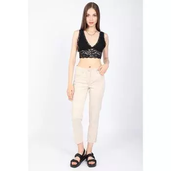 Женские брюки с детальной застежкой-молнией Бежевые