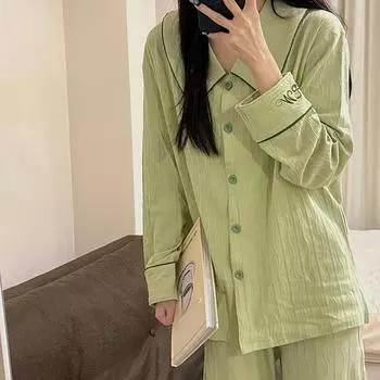 Женские брюки с длинным рукавом, хлопковая пижама, Dormir Lounge Sleepwear, однотонная белая пижама для спальни, домашняя одежда, женская пижама M