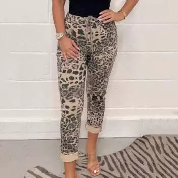 Женские брюки с камуфляжным принтом, облегающие брюки с эластичной резинкой на талии и боковыми карманами, повседневные девятые брюки, повседневные спортивные длинные брюки-карандаш S армия зеленый