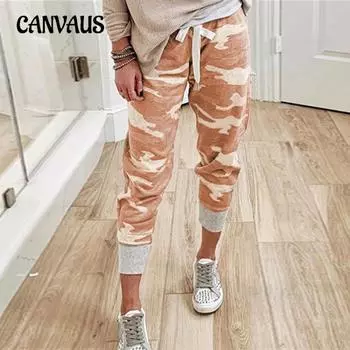 Женские брюки с камуфляжным принтом, повседневные брюки на шнурке S светло-серый