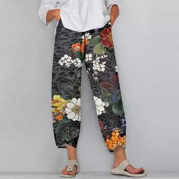 Женские брюки с карманами Повседневные брюки Брюки для женщин Летние повседневные брюки с широкими штанинами и эластичным поясом с карманами L армия зеленый