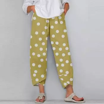 Женские брюки с карманами Повседневные брюки Брюки для женщин Летние повседневные брюки с широкими штанинами и эластичным поясом с карманами XXL