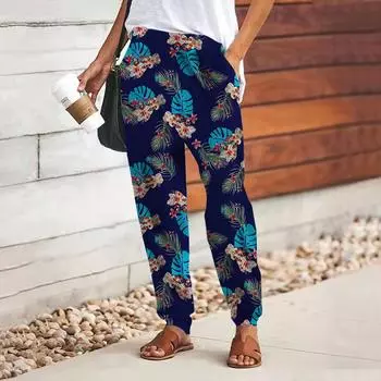 Женские брюки с принтом 3D Красивые красные цветы на шнуровке с эластичной талией Свободные брюки Повседневные длинные брюки Брюки с карманами XS фиолетовый