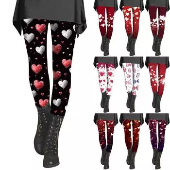 Женские брюки с принтом, эластичные мягкие хлопковые леггинсы, повседневная домашняя пижама XXL красный