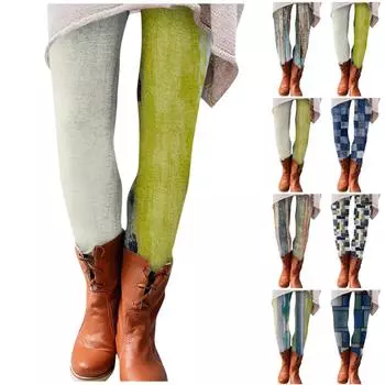 Женские брюки с принтом, эластичные, мягкие, хлопковые леггинсы, повседневная домашняя пижама L