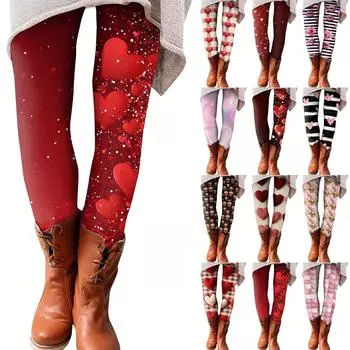 Женские брюки с принтом, эластичные мягкие хлопковые леггинсы, повседневная домашняя пижама L розовый