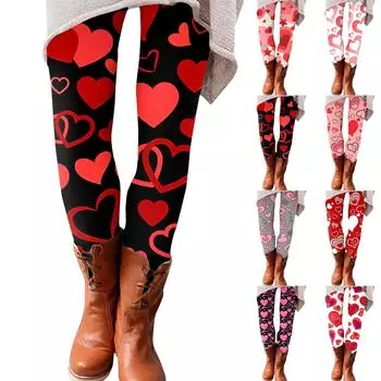 Женские брюки с принтом ко Дню святого Валентина, эластичные, мягкие, повседневные, домашние, спальные брюки XL винный