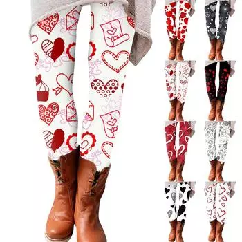 Женские брюки с принтом ко Дню святого Валентина, эластичные, мягкие, повседневные, домашние, спальные брюки XXXL