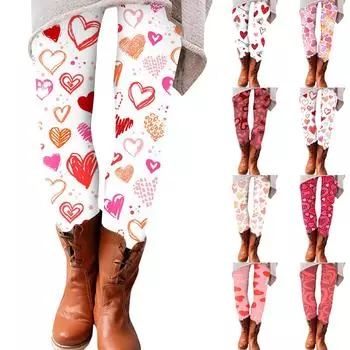 Женские брюки с принтом ко Дню святого Валентина, эластичные, мягкие, повседневные, домашние, спальные брюки S