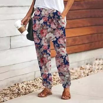 Женские брюки с принтом красной тыквы 3D, свободные брюки со шнуровкой и эластичным поясом, повседневные длинные брюки с карманами XS фиолетовый