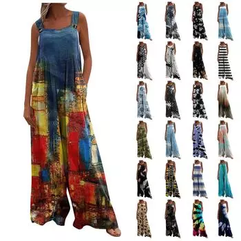 Женские брюки с ремешком, модный свободный боди с широкими штанинами и карманами L чёрный