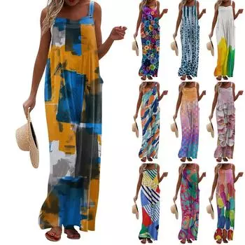 Женские брюки с ремешком, модный свободный боди с широкими штанинами и карманами S