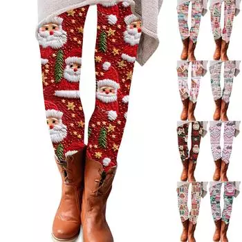 Женские брюки с рождественским принтом, эластичные, мягкие, повседневные, домашние, спальные брюки XXXL розовый