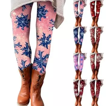 Женские брюки с рождественским принтом, эластичные, мягкие, повседневные, домашние, спальные брюки XXL