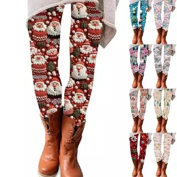 Женские брюки с рождественским принтом, эластичные, мягкие, повседневные, домашние, спальные брюки S розовый