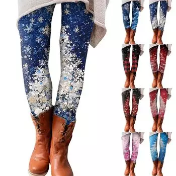 Женские брюки с рождественским принтом, эластичные, мягкие, повседневные, домашние, спальные брюки M розовый