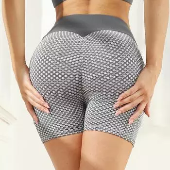 Женские брюки с тремя точками для йоги, спортивные шорты для фитнеса, велосипедные брюки с карманами, брюки для бега с высокой талией S серый